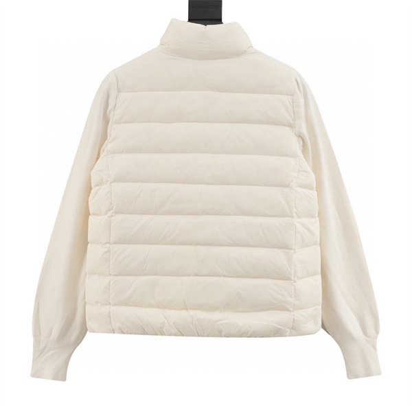 モンクレール コピー ダウンジャケット ニットスリーブ キルティングパネル ロゴパッチ MONCLER
