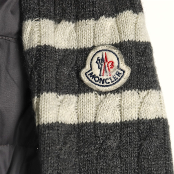 MONCLER 偽物 ダウンジャケット ストライプ袖 ウール素材 ブランドロゴ モンクレール 
