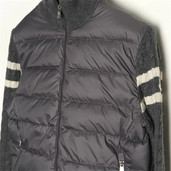 MONCLER 偽物 ダウンジャケット ストライプ袖 ウール素材 ブランドロゴ モンクレール 