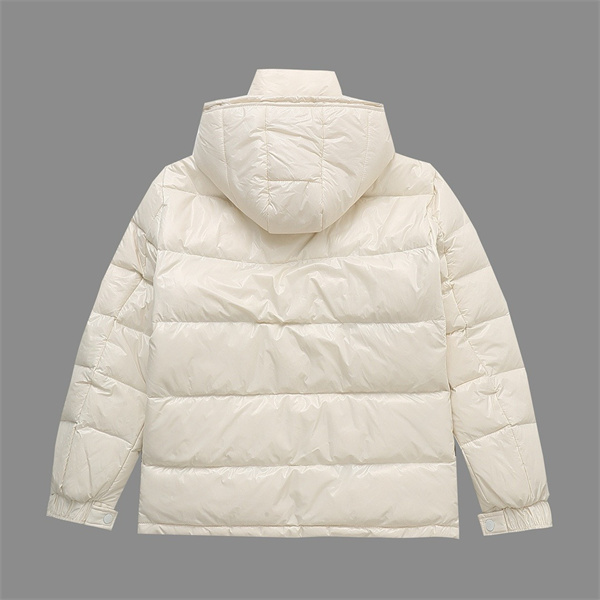 モンクレール 偽物 ダウンジャケット 取り外し可能フード ホワイト ブラック ロゴ MONCLER 