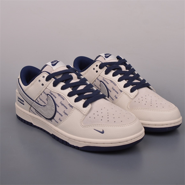 Nike SB Dunk Low×Supreme 偽物 スニーカー アイボリー×ネイビー ロゴ 新作限定 モデル コラボ シュプリーム