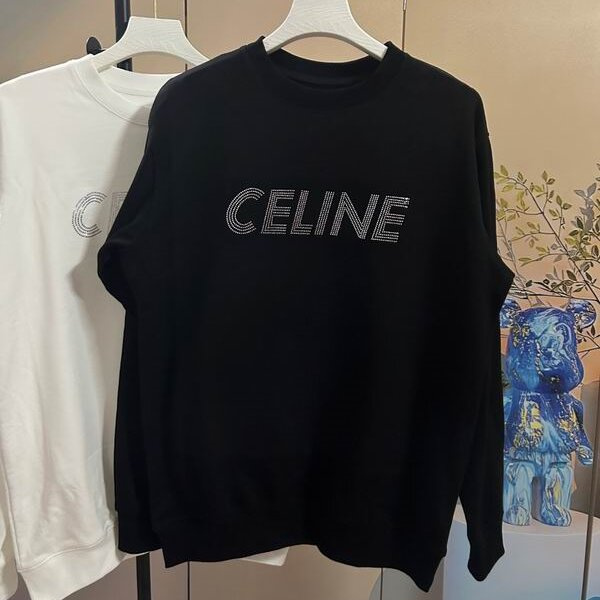 CELINE コピー トレーナー ラインストーン ロゴ フロント 上質素材 快適感 定番人気 セリーヌ