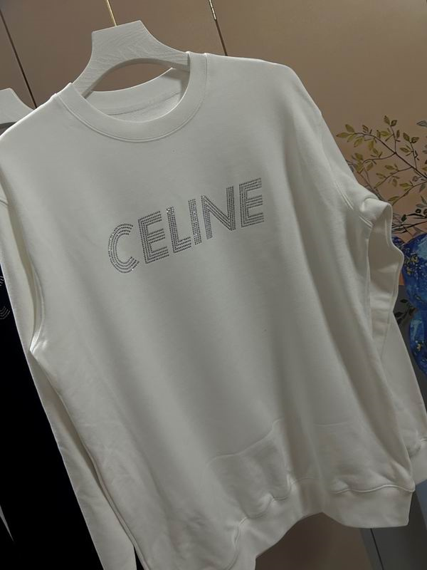 CELINE コピー トレーナー ラインストーン ロゴ フロント 上質素材 快適感 定番人気 セリーヌ