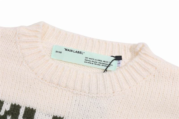 Off-White 偽物 セーター 猫イラスト ロゴ 刺繍 インパクト 大胆 アート オフホワイト