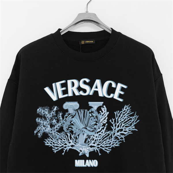 VERSACE 偽物 トレーナー サンゴ ギリシャ建築モチーフ アートワーク ヴェルサーチ