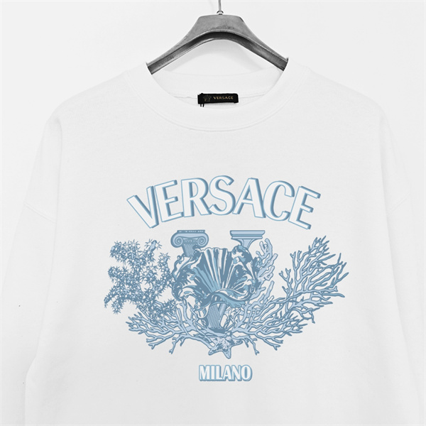 VERSACE 偽物 トレーナー サンゴ ギリシャ建築モチーフ アートワーク ヴェルサーチ