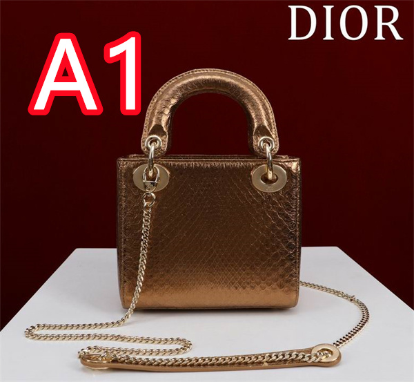 DIOR スーパーコピー ハンドバッグ ゴールドカラー シンプル 光沢レザー チェーンストラップ ディオール