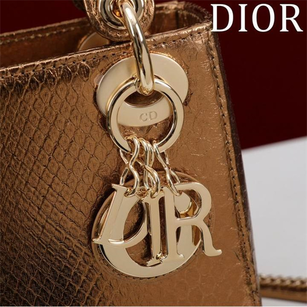 DIOR スーパーコピー ハンドバッグ ゴールドカラー シンプル 光沢レザー チェーンストラップ ディオール
