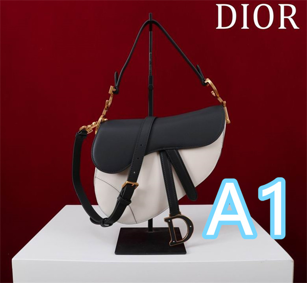 ディオール スーパーコピー サドルバッグ ブラック ホワイト ツートーン ユニークシルエット ゴールド金具 DIOR