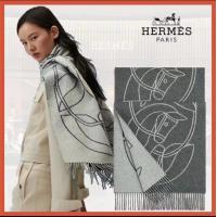 エルメス スーパーコピー マフラー 上品デザイン ツートーン 馬具モチーフ フリンジ HERMES