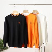 HERMES コピー セーター クルーネック オレンジ刺繍 Hロゴ エルメス