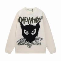 Off-White 偽物 セーター 猫イラスト ロゴ 刺繍 インパクト 大胆 アート オフホワイト
