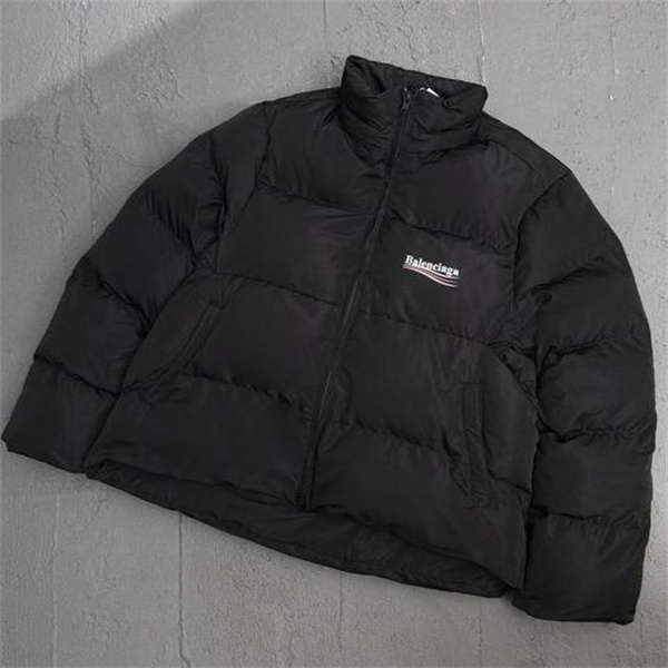 バレンシアガ スーパーコピー 中綿ジャケット ロゴ 波状ライン ブランド名 BALENCIAGA