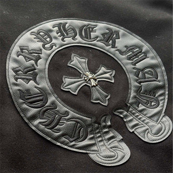 クロムハーツ スーパーコピー スタジアムジャケット ウール レザー 袖 立体刺繍 クロスパッチ CHROME HEARTS