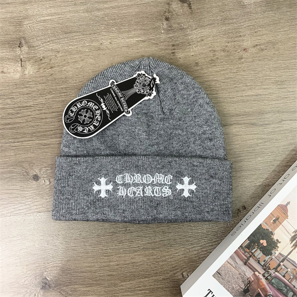 CHROME HEARTS コピー ニット帽 刺繍ロゴ クロスモチーフ 折り返し ストリート ラグジュアリー クロムハーツ