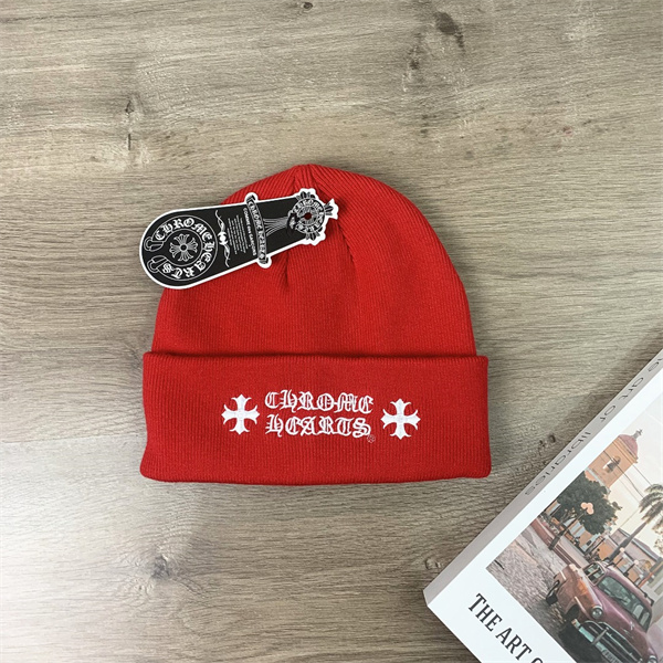 CHROME HEARTS コピー ニット帽 刺繍ロゴ クロスモチーフ 折り返し ストリート ラグジュアリー クロムハーツ