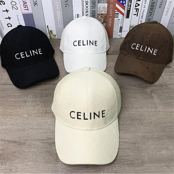 CELINE コピー キャップ コーデュロイ 素材 ロゴ シンプル セリーヌ