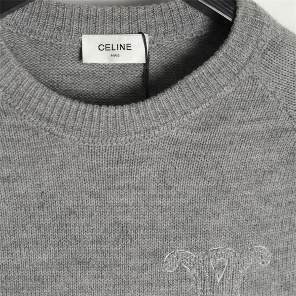 CELINE 偽物 セーター トリオンフ ロゴ シンプル グレー セリーヌ
