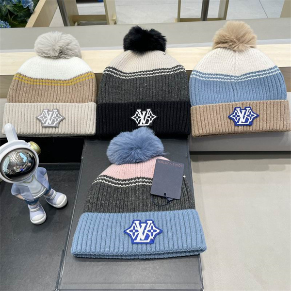 LOUIS VUITTON スーパーコピー ニット帽 ベージュ ホワイト イエロー LVロゴ ルイヴィトン