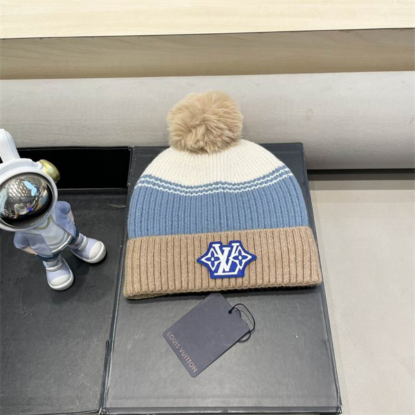 LOUIS VUITTON スーパーコピー ニット帽 ベージュ ホワイト イエロー LVロゴ ルイヴィトン