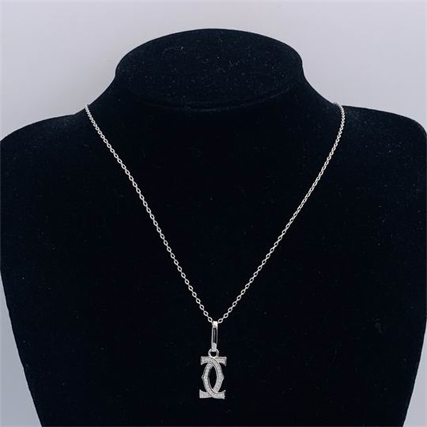 カルティエ コピー ネックレス ダブルC ロゴ ダイヤモンド シルバー クール Cartier