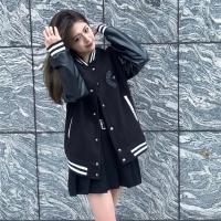 クロムハーツ コピー スタジアムジャケット クロスモチーフ 立体刺繍 シグネチャーロゴ レザー袖 CHROME HEARTS