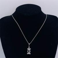 カルティエ コピー ネックレス ダブルC ロゴ ダイヤモンド シルバー クール Cartier