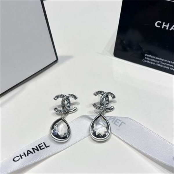 シャネル 偽物 ピアス CCロゴ クリスタル ドロップ型 ラグジュアリー CHANEL
