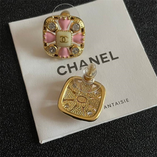 CHANEL コピー ピアス ピンクゴールド クリスタル 花モチーフ シャネル