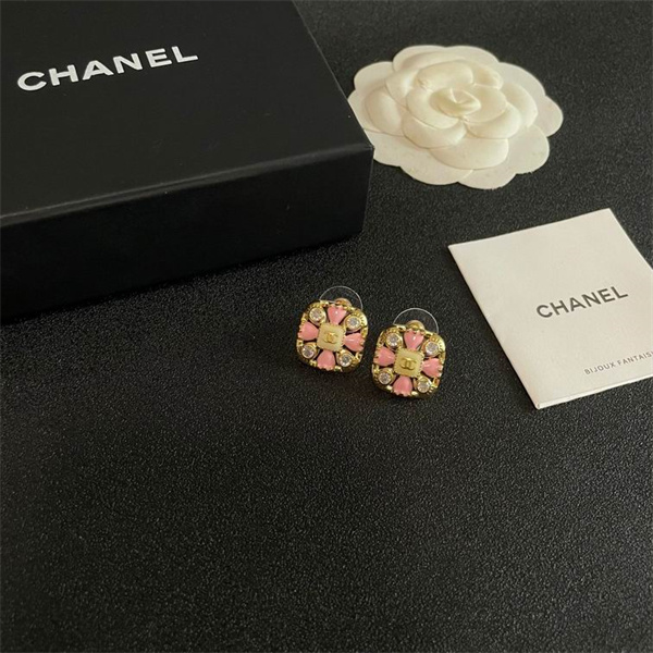 CHANEL コピー ピアス ピンクゴールド クリスタル 花モチーフ シャネル