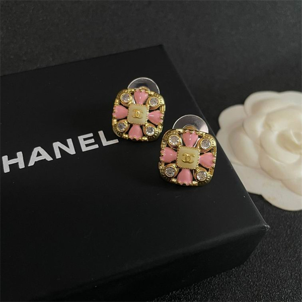 CHANEL コピー ピアス ピンクゴールド クリスタル 花モチーフ シャネル