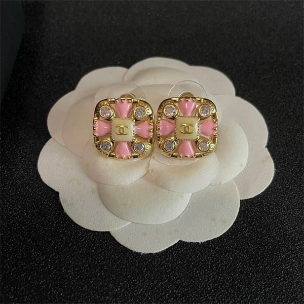 CHANEL コピー ピアス ピンクゴールド クリスタル 花モチーフ シャネル