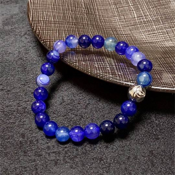 シャネル スーパーコピー ブレスレット ブルー 天然石 シルバー ロゴ チャーム CHANEL