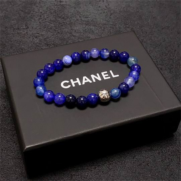 シャネル スーパーコピー ブレスレット ブルー 天然石 シルバー ロゴ チャーム CHANEL