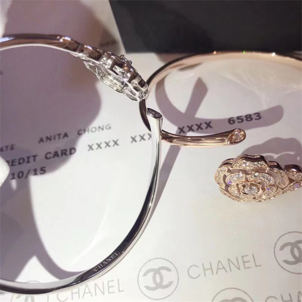 CHANEL コピー ブレスレット カメリアモチーフ ストーン シルバー ローズゴールド シャネル