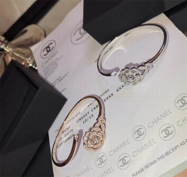 CHANEL コピー ブレスレット カメリアモチーフ ストーン シルバー ローズゴールド シャネル