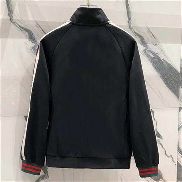 GUCCI スーパーコピー ジャケット ブラック グリーン・レッド ストライプ グッチ