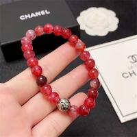CHANEL 偽物 ブレスレット レッドストーン シルバー ロゴ チャーム シャネル