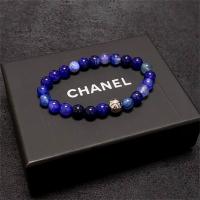 シャネル スーパーコピー ブレスレット ブルー 天然石 シルバー ロゴ チャーム CHANEL