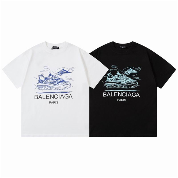 BALENCIAGA スーパーコピー Tシャツ スニーカー デザイン スタイリッシュな 象徴的 イラスト 印象 シンプル バレンシアガ