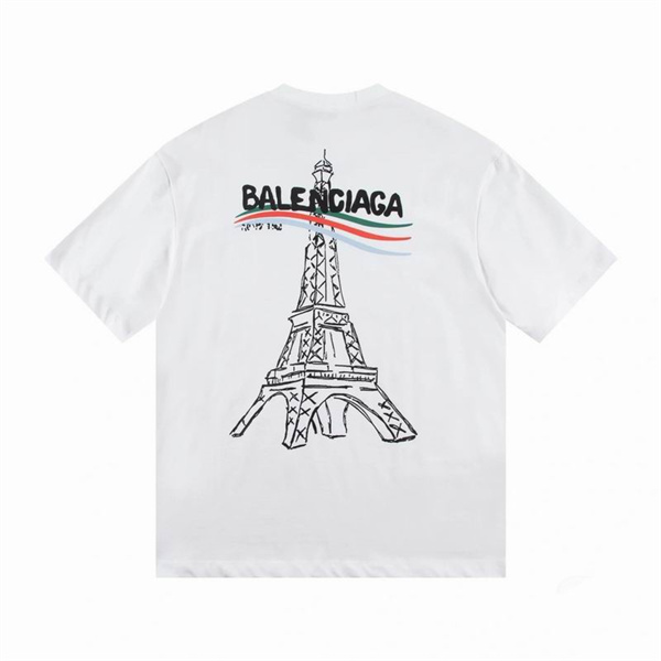バレンシアガ スーパーコピー Tシャツ エッフェル塔 フランス国旗 ストライプ 力強いデザイン 連想 BALENCIAGA