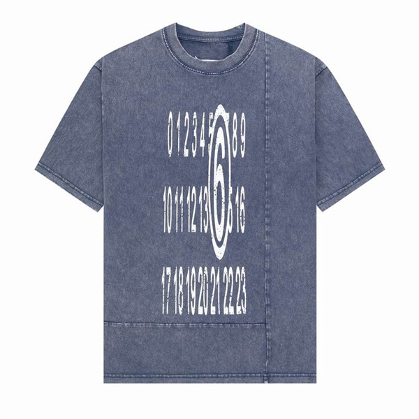Maison Margiela スーパーコピー Tシャツ ダークウォッシュ「6」グラフィック 大胆に 配置 ミニマル メゾン マルジェラ