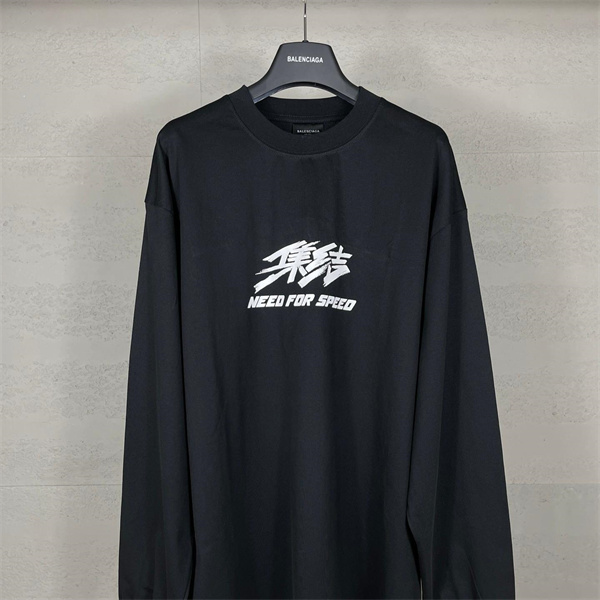 BALENCIAGA スーパーコピー 長袖Tシャツ NEED FOR SPEED ロゴ ストリートデザイン バレンシアガ