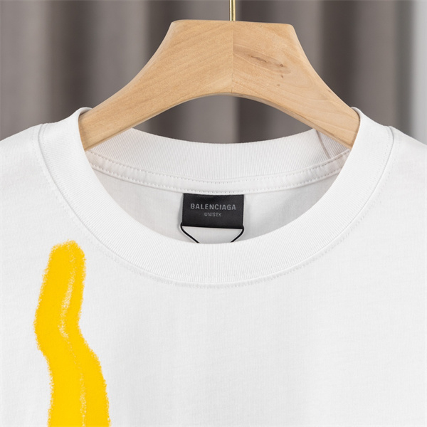 バレンシアガ 偽物 Tシャツ ロゴ インク ドリップデザイン 赤と青 印刷 シンプルな色使い BALENCIAGA