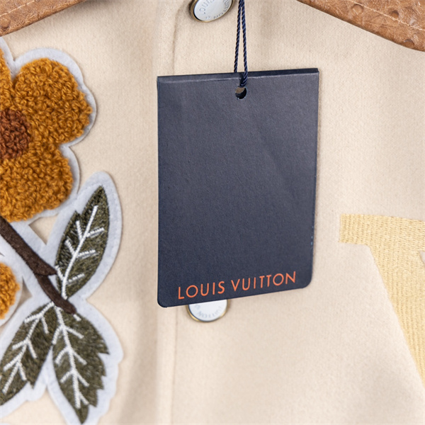 LOUIS VUITTON スーパーコピー ジャケット ロゴ ベージュ 花柄刺繍 ブラウン 高級カジュアル ルイヴィトン