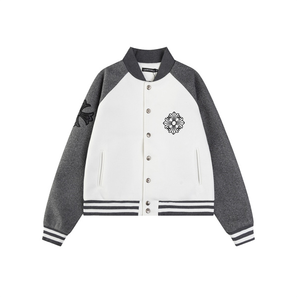 クロムハーツ スーパーコピー ジャケット ホワイト グレー 黒刺繍 フラワー バスケット CHROME HEARTS