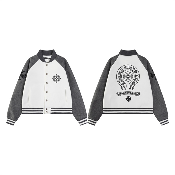 クロムハーツ スーパーコピー ジャケット ホワイト グレー 黒刺繍 フラワー バスケット CHROME HEARTS