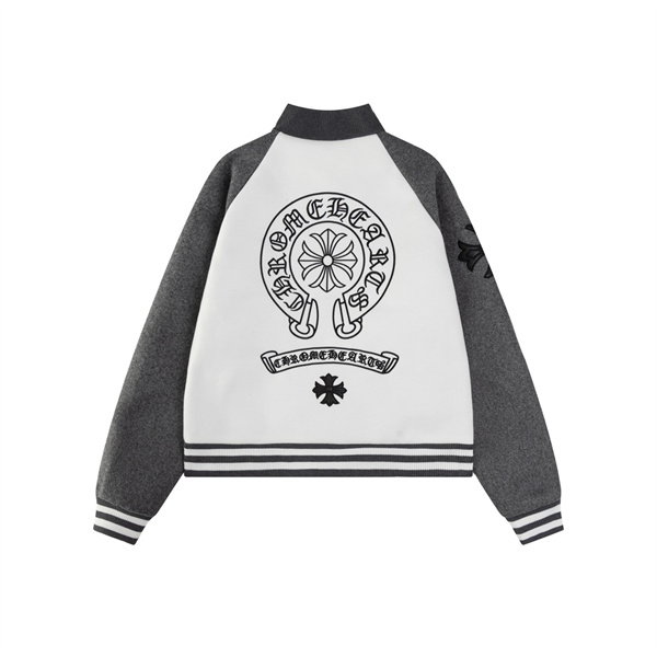 クロムハーツ スーパーコピー ジャケット ホワイト グレー 黒刺繍 フラワー バスケット CHROME HEARTS
