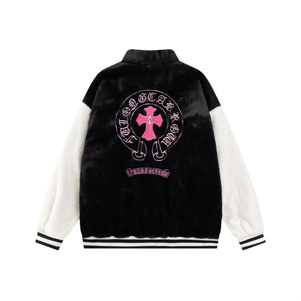 CHROME HEARTS コピー ジャケット ブラック ホワイト ピンク刺繍 クロスモチーフ バスケット クロムハーツ