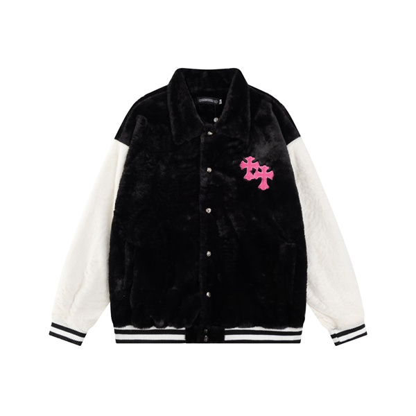 CHROME HEARTS コピー ジャケット ブラック ホワイト ピンク刺繍 クロスモチーフ バスケット クロムハーツ